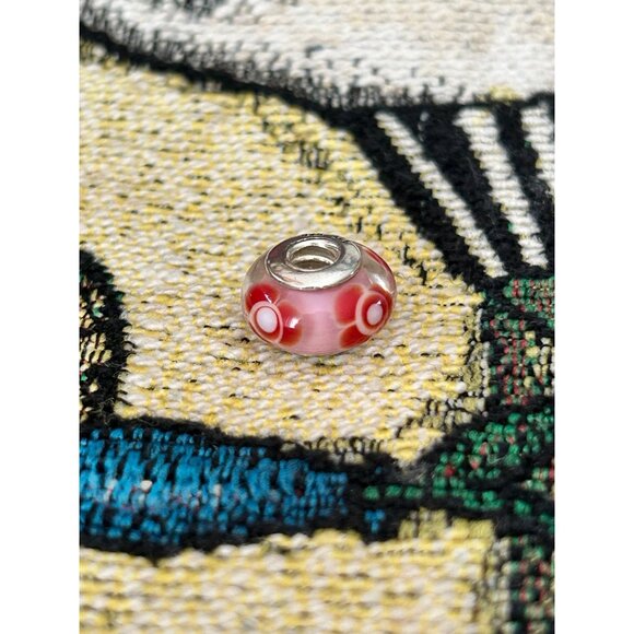Pandora Red Flower Murano Pink Glass Charm - Picture 3 of 3